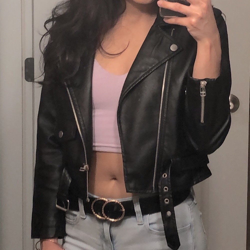 Nasty Gal Faux Black Moto Leather Jacket